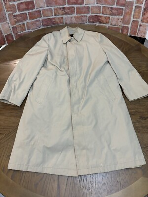 London Fog 40 Long Khaki Trench Coat Removable Sherpa Lining Made