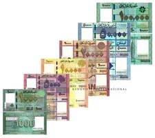 LEBANON SET 1000 5000 10000 20000 50000 100000 LIVRES 2016-21 P NEW UNC