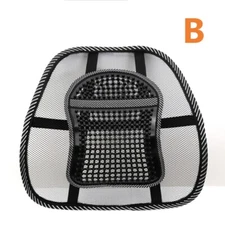 Car Seat Back Support Breathable Mesh Back Lumbar Support Cushion w/Massage Bead