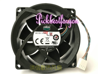 1PC Cooler Master 8025 FA08025M12LPD 12V 0.50A 4-wire 804057-001 Fan #M203A QL