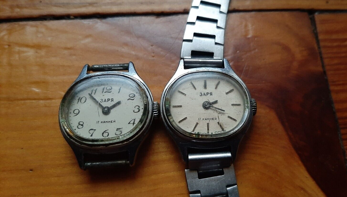 Vintage Lot 2 Soviet Women WristWatch ZARYA USSR Ladies 17 