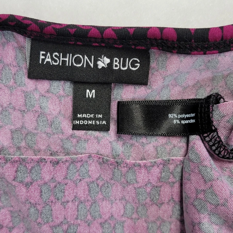 Fashion Bug Women's Spaghetti Strap Tank Top Size M Purple Black Geometric Fun Foto 4 de 4