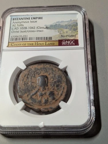 Byzantine Bronze Coin. CLASS B Anonymous Follis. Constantinople. Christ. NGC