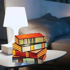 Stained Glass Stacked Books Lamp Tiffany Style Table Lamp Book Lamps Home Decor