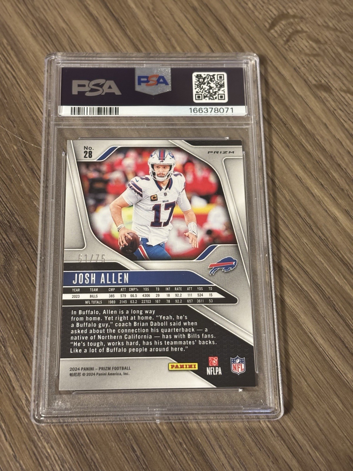 2024 Panini Prizm - Josh Allen #28 Green Scope Prizm /75 - PSA 9 view 2