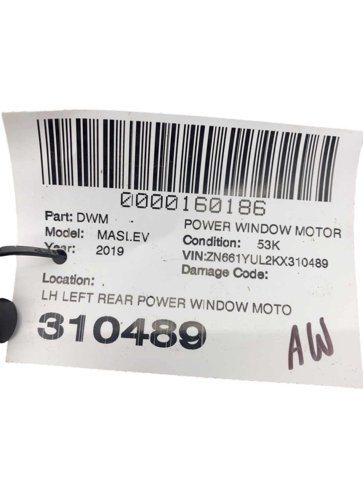 2017 - 2020 MASERATI LEVANTE M161 OEM LH LEFT REAR POWER WINDOW MOTOR