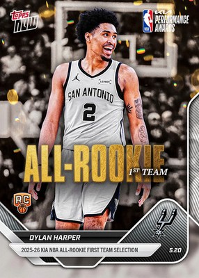 Dylan Harper RC All-Rookie 1st Team - 2025-26 NBA Topps NOW - Card AR04 Presale