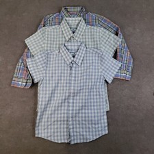 Lot of 3 Properly Tied Button Up Shirt Boys Size 7 Blue Green Plaid Short Sleeve