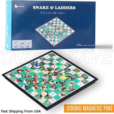 Folding Snakes & Ladders - Portable Magnetic Board Game for Kids 2-4 Players