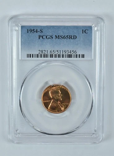 1954-S Lincoln Wheat Cent MS65 RD PCGS Blue Label *1932