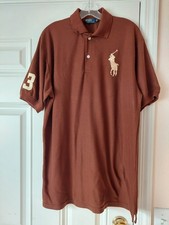 Polo Shirt Men Size 2XL Short Sleeve 100 Cotton .Brown Color. Embroidered.