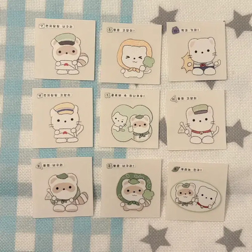 Hinaku Cat Raccoon Sticker Set - 9 Pieces Official