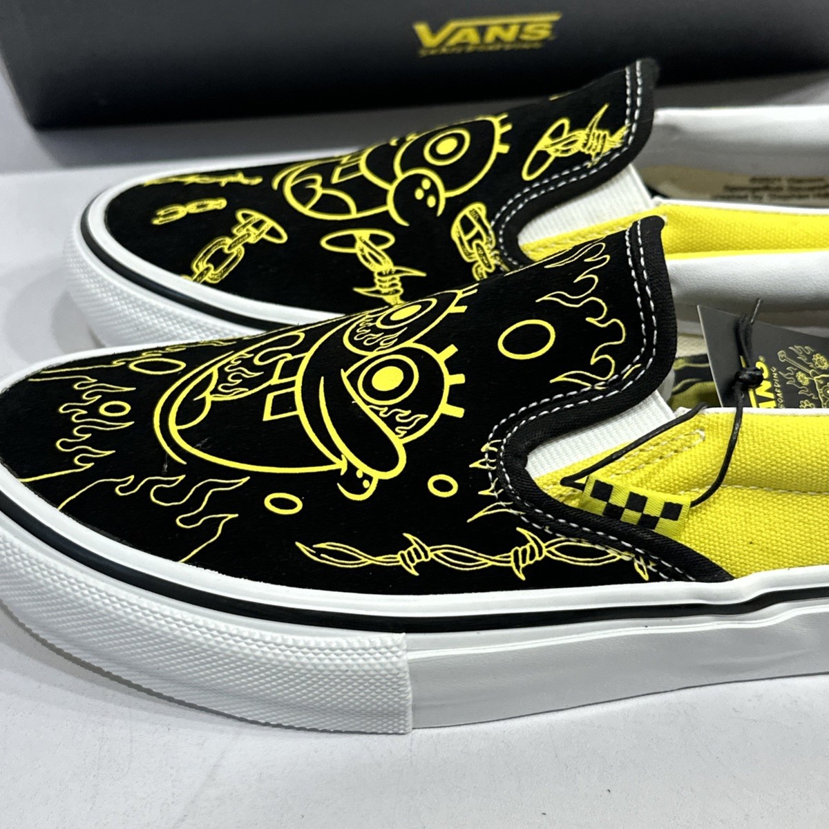 Vans x Gigliotti SpongeBob SquarePants Slip On Black Yellow Men\'s Size 11 Skate Slip On Spongebob X Mike Gigliotti Shoe Blk/Ylw/Wht  main image 4