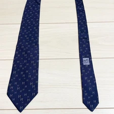 Hermès Necktie Silk Blue H Pattern All H Weave Navy Used