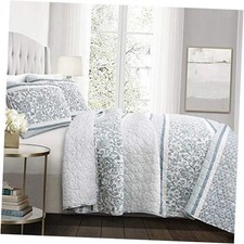 Quilt Set, Nisha 3 Piece, Blue King Quilt  Set