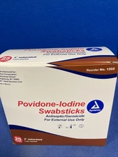 Swabsticks Povidone-Iodine, 4", 25packets/Bx, 1202 Dynarex  Exp: 01/2026 (1 Box)