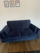 Next Soft Velvet Navy Blue 2 Seater Sofa