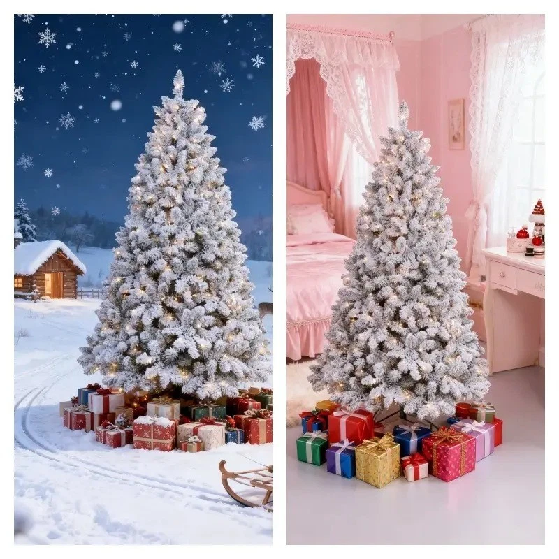 4-Ft Full Lit Flocked Artificial Christmas Tree With Warm & Snow-Cover Branches - Image 2 of 4