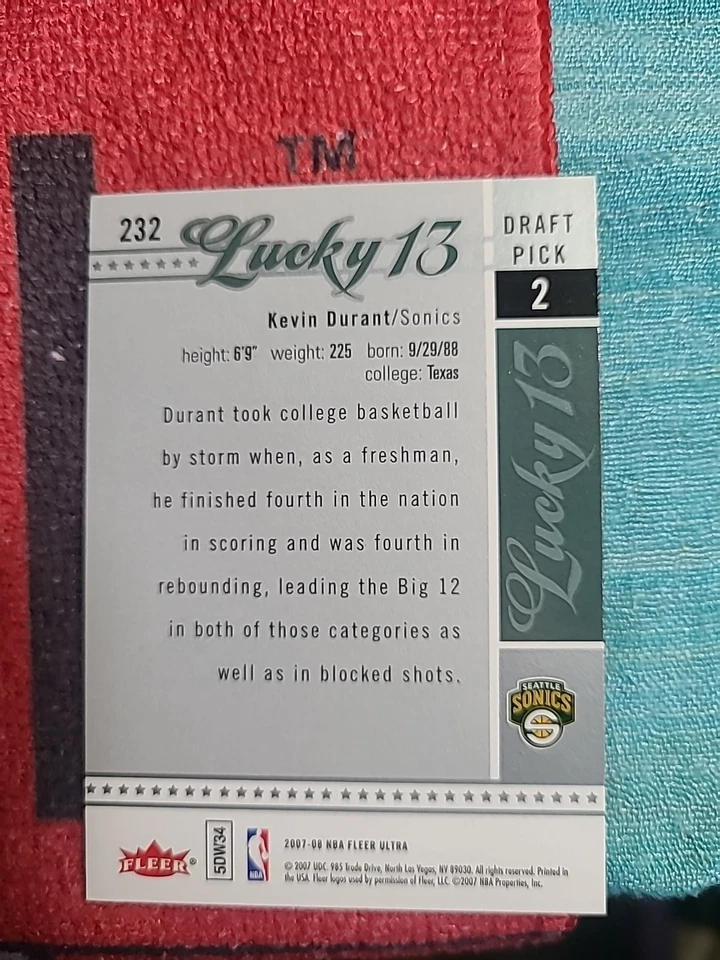 Tarjeta de novato Kevin Durant Fleer Ultra Foto 2 de 2