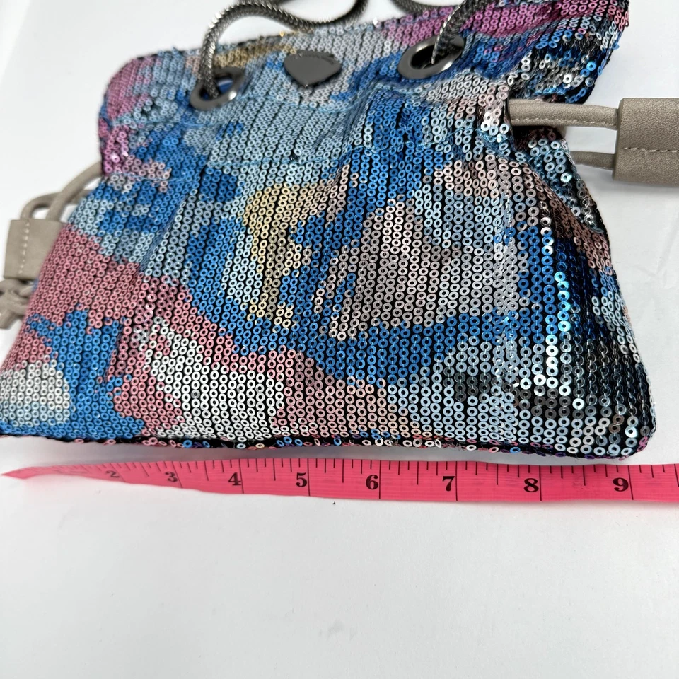 Bolsa de ombro Le Pandorine lantejoulas glitter tiracolo designer festa evento feriado - Imagem 4 de 4