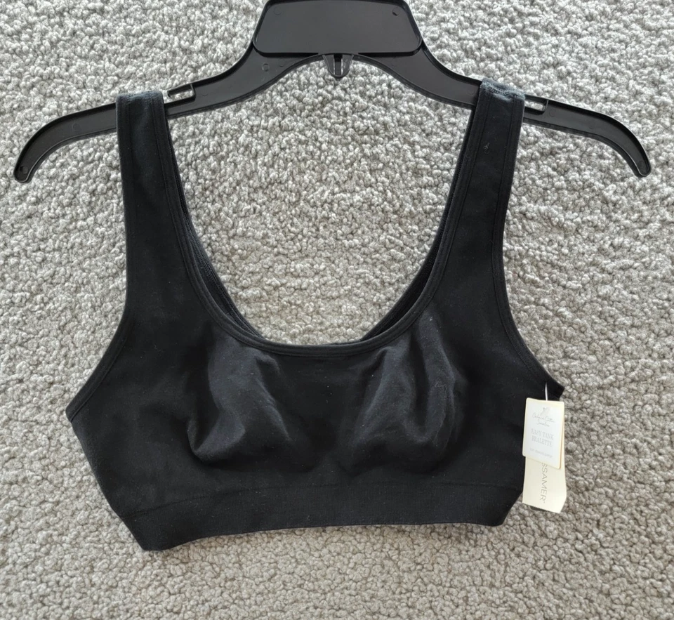 Bralette On Gossamer Cabana de algodón sin costuras fácil sin mangas para mujer mediano negro Foto 2 de 4