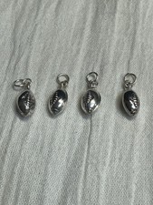 Charms Footballs - Silvertone 4pcs GREAT For Charm Bracelets