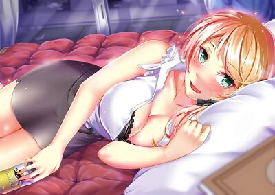 Anime girls new horizon ellen baker blonde bra cleavage Playmat Gaming Mat Desk