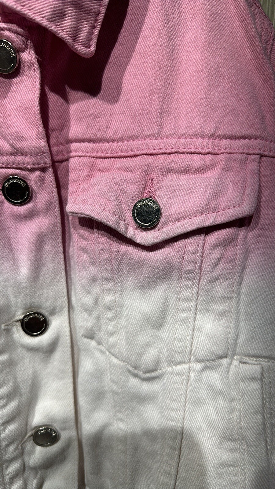 BLANK NYC Girls denim Jacket Pink And White Ombre Medium image 8