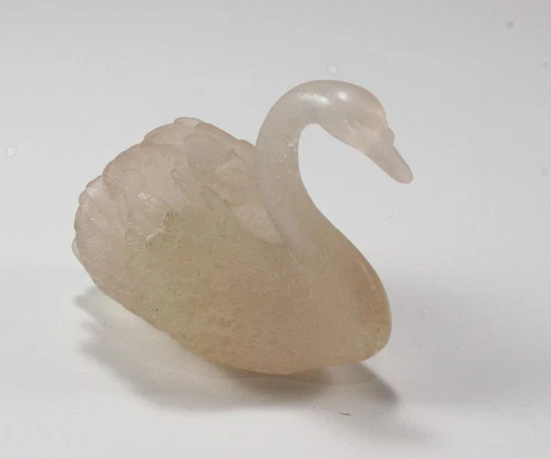 DAUM CYGNE SWAN PATE-DE-VERRE VIOLET TONE GLASS CRYSTAL FIGURINE PAPERWEIGHT