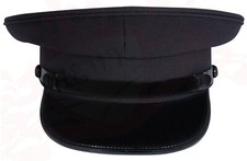Black Chauffeur Peak Cap, Guard Uniform Peaked Visor Hat