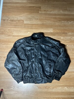 Vintage Echtes Leder Genuine Leather Biker  Zip Up Jacket - Size 40 Retro Y2K