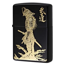Zippo BUSHIDO Japanese Pattern Black Gold Plate