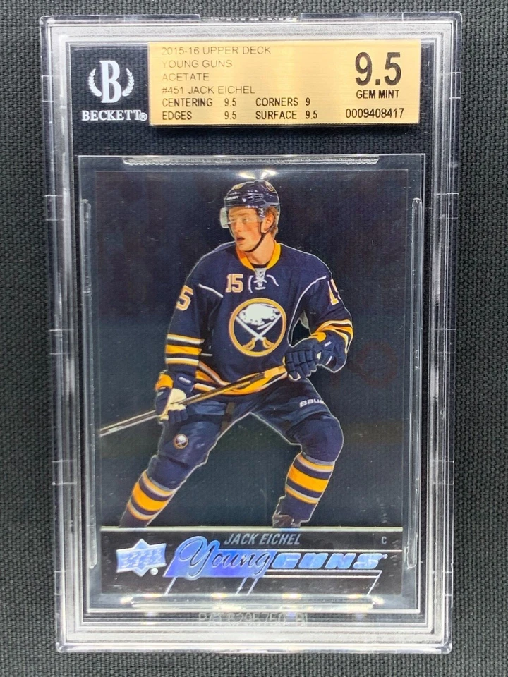 2015 Upper Deck Series 2 Jack Eichel YOUNG GUNS ACETATE ROOKIE RC BGS 9.5 - Image 3 of 4