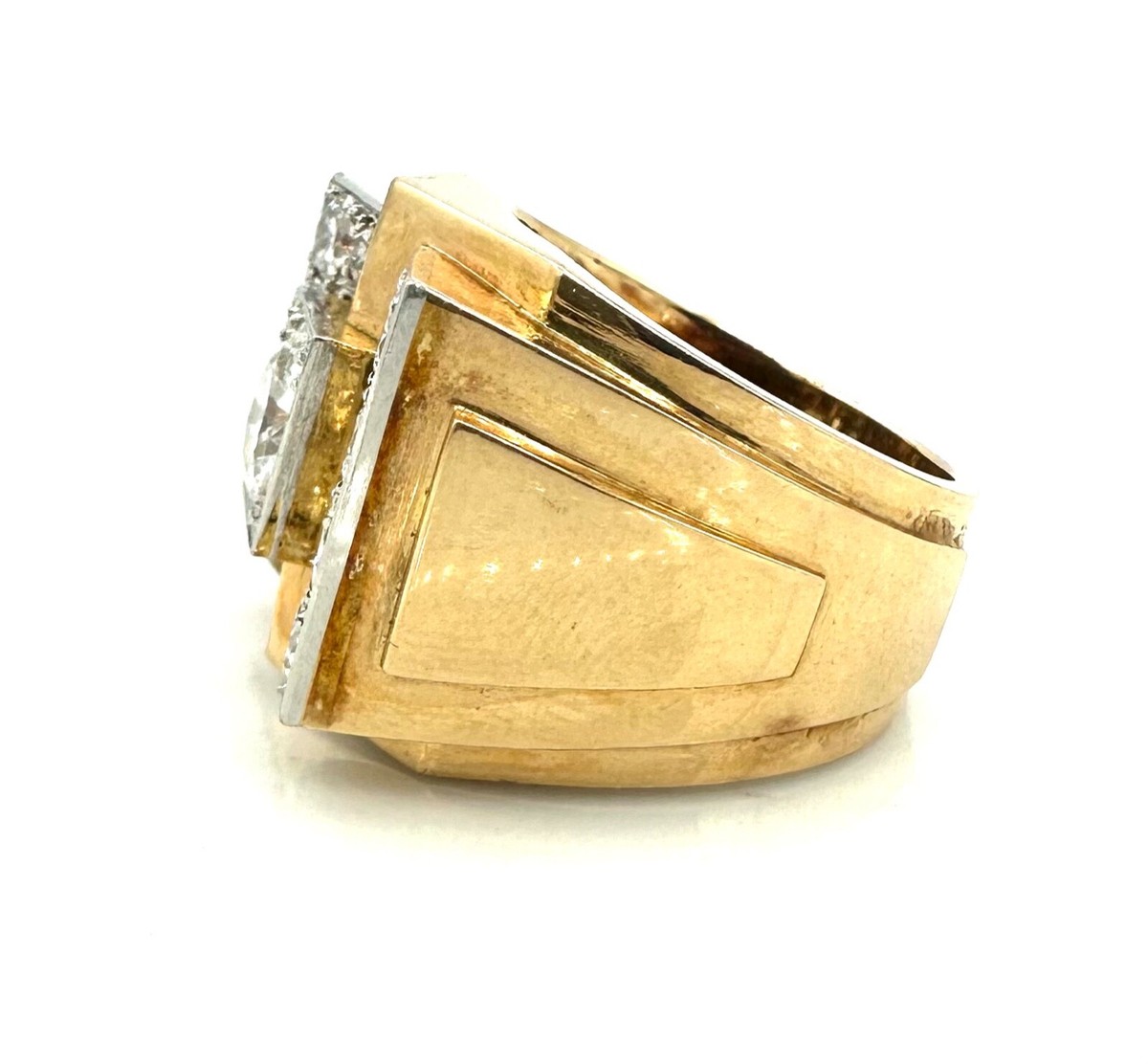Bague Tank En Or 18 Carats - Sertie De Diamants 2,65 Carats - Taille 53 - 15,35 G (Occasion)