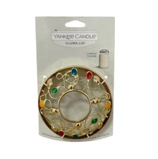 Yankee Candle Gold Illuma-Lid Candle Topper Festive Lights Design Christmas New