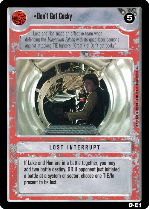 Star Wars CCG Limited Premiere BB M/NM Don't Get Cocky