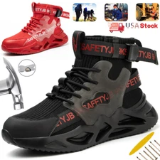 Mens High-top Safety Work Shoes Steel Toe Boots Indestructible Outdoor Sneakers
