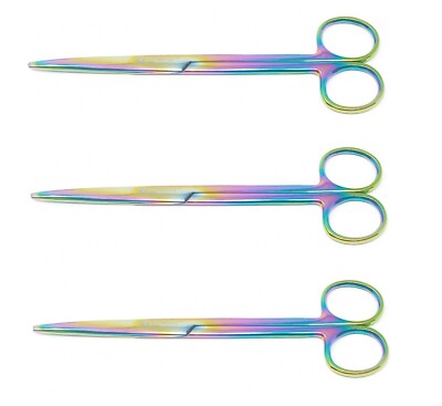 3 Precise Premium Quality Mayo Scissor 6.75''Straight Rainbow Surgical Instrument
