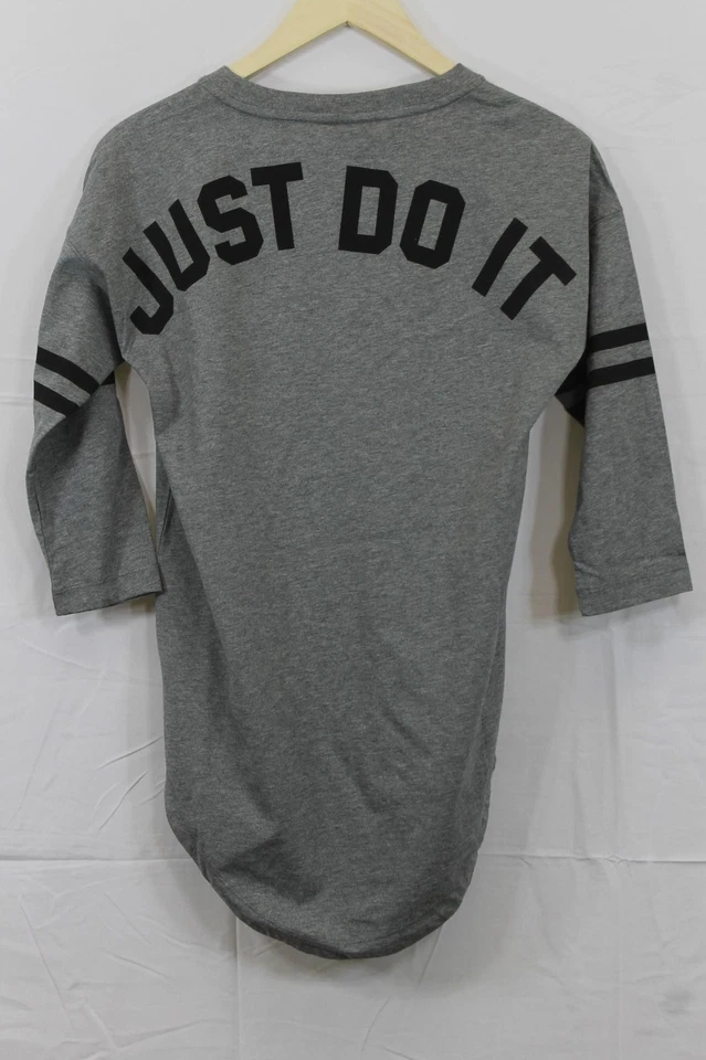 Camisa para mujer Nike Just Do It gris algodón manga 3/4 Xs nueva con etiquetas $55 Foto 2 de 4