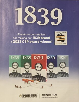 2023 1839 Cigarettes PRINT AD Advertisement Page Premier Manufacturing