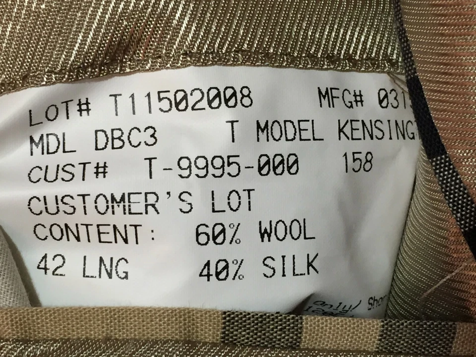 Burberry London T Model Kensington Size 42L Wool Silk Blend 3-Button Suit Jacket - Image 4 of 4