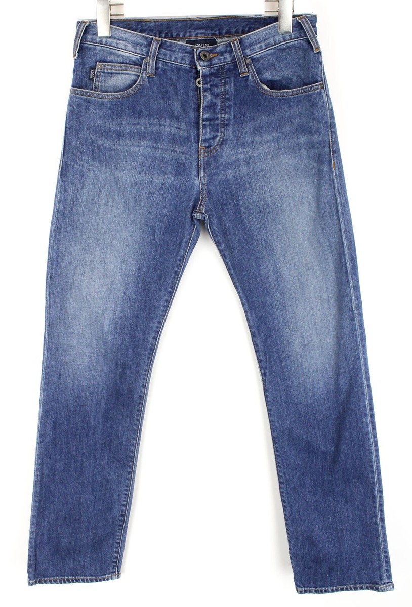ARMANI Jeans Men's US 30 Whiskers Button Fly Straight Fit