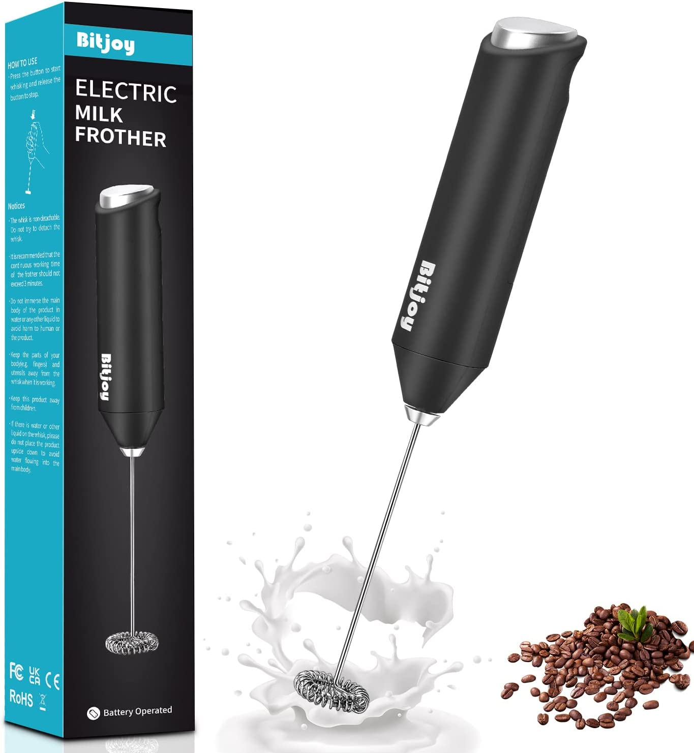 Milk Frother Electric Mixer Coffee - Battery Operated Whisk Handheld Drink Stirr-image