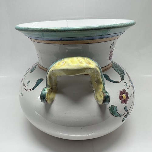 Hand Painted Ceramic Vase Italy Etched Floral Urn Pottery 1803 - Picture 7 of 16
