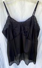 VTG 80s..VELROSE..NYLON  LACE..BLACK..CAMISOLE..NEW OLD STOCK..PLUS SIZE 54