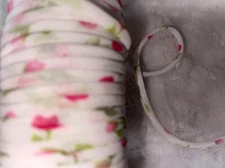 10 yards white pink rosebuds CORD hollow strap string corset ties 1/4" wide