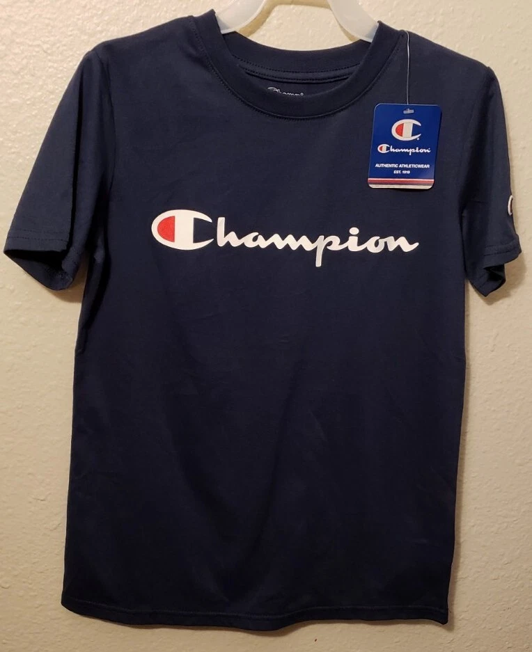 Champion script tee best sale navy