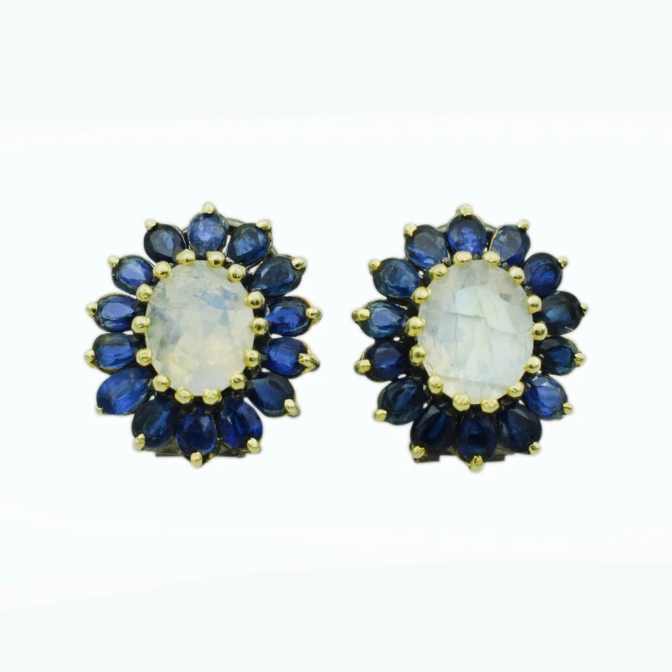 Pendientes de piedras preciosas de cianita de piedra lunar joyas de Navidad de plata de ley 925 Foto 3 de 4