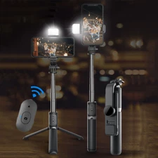 Selfie Stick Tripod Bluetooth Remote Stand LED Light For iPhone 16 15 14 Pro Max