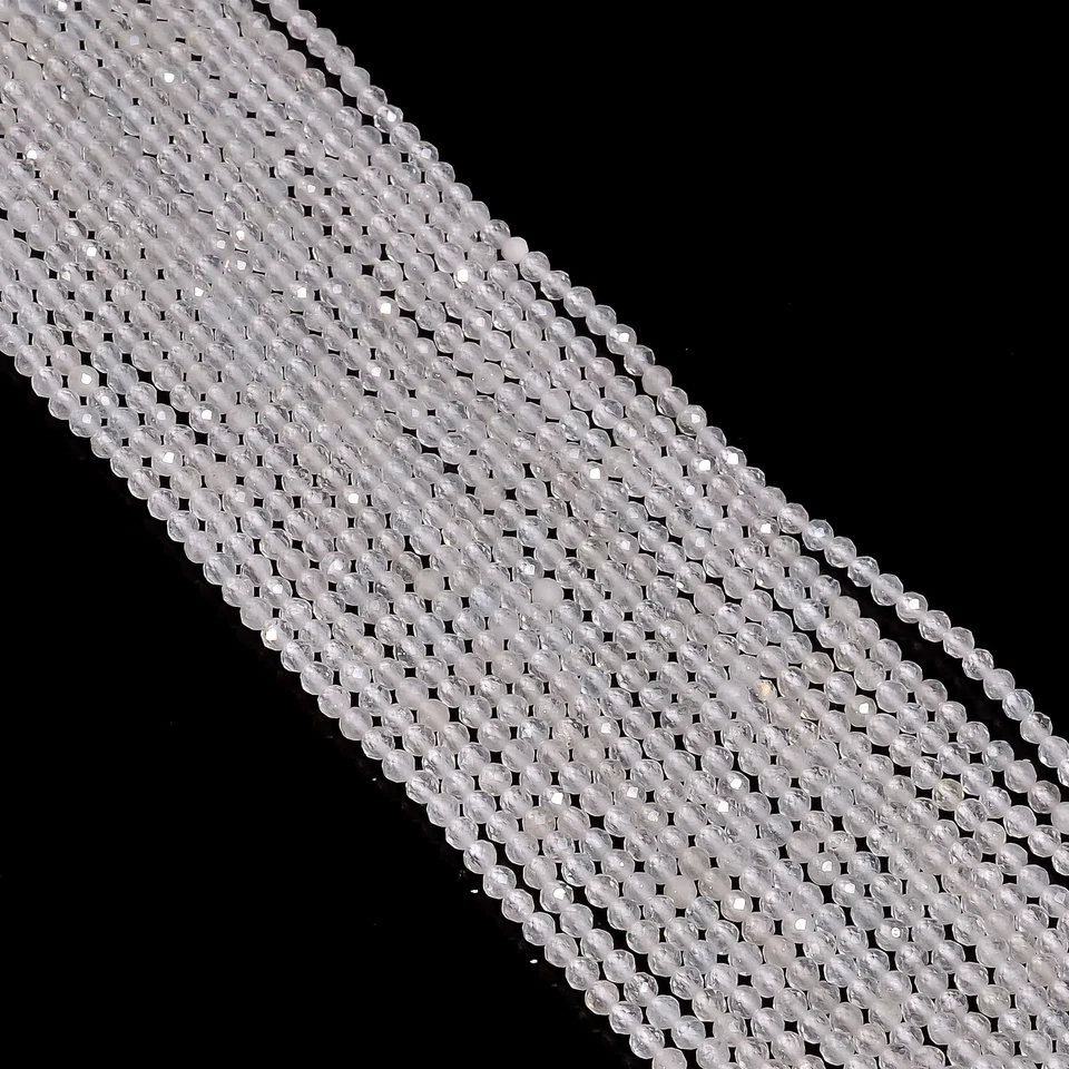 Cuentas facetadas con forma de rondelle de piedras preciosas de topacio blanco natural 3X3 mm filamento 13" GB259 Foto 2 de 2